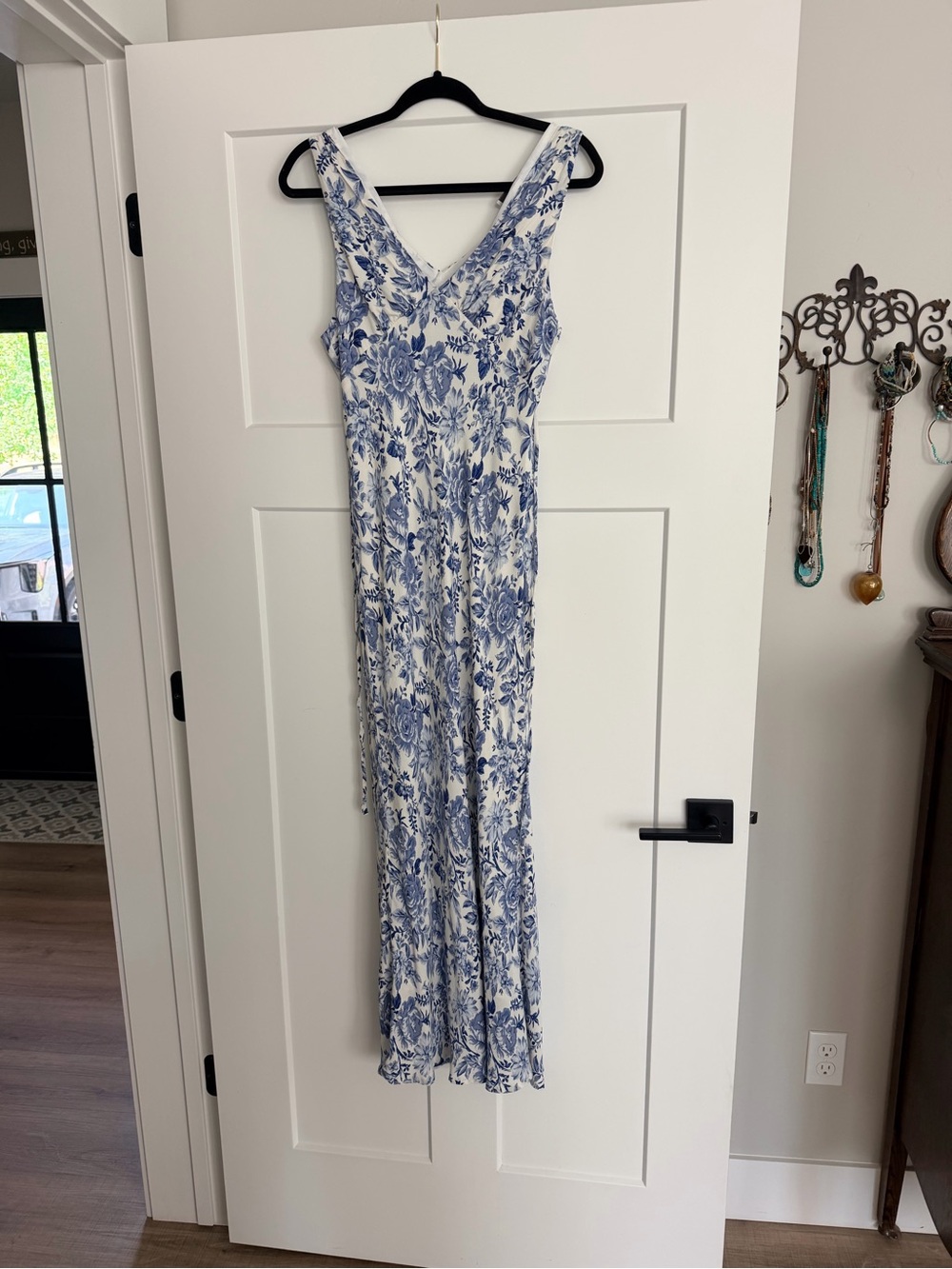 Dress Forum White Maxi Dress with Blue Floral Print